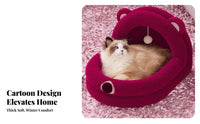 Bear Shape Furry Retreat Four-Season Use Bear Shaped Cat Bed Soft and Comfortable Semi-Enclosed Soft Pet House for Small Dog Owners