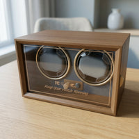 Wooden Automatic Watch Winder Quiet Two-Watch Watch Winder Compact Box Transparent for Office