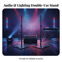 Stable Base Adjustable Speaker Stand Anti-Slip Feet Studio Monitor Floor Stand Safety Lock Floor Speaker Mount Cable Management Hole for Audio Professionals, DJs, Musicians, Events, Stage, Home Theater