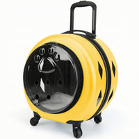 Transparent Wheeled Pet Carrier Ventilated Pet Carrier with Wheels Portable Long-Lasting for Cats, Veterinarian Visits