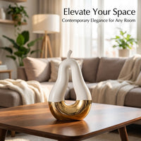 Living Room Decor Ceramic Fruit Sculpture with Gold Plating, Luxury Pear Figurine for Entryway Display and Shelf Decoration