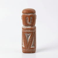 Distressed Human Bust Figurine Rustic Sculpture with Tribal Patterns Sculptural Tabletop Statue Cultural for Bookshelf, Office Desk