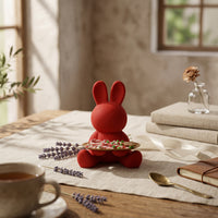 Tray Holding Hare Figurine Red Seated Hare Figurine Modern Seasonal Decoration