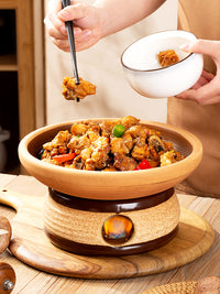 陶瓷酒精炉小火锅家用干锅砂锅商用明炉土钵加热菜盘饭店特色餐具