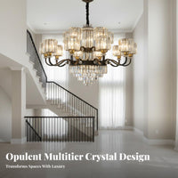 Crystal highlights helical Staircase Light Luxury Design helical Staircase Chandelier Statement Piece Ceiling Fixture Modern aesthetic for Villa Owners, Homeowners, Interior Designers, Living Room, Foyer, attic space