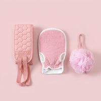 Mesh Loofah and Glove Bath Set for Shower, Exfoliating Scrubber with Long Back Strap for Adults, Blue Accessories