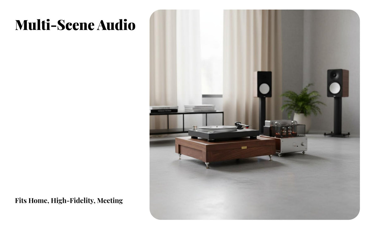 Heavy Duty Single Tier Amplifier Stand Minimalist Design Solid Wood High-Fidelity Platform Easy Installation Walnut Audio Isolation Base Adjustable Load Bearing for Audiophiles, Home Theater, Listening Room