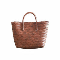 Woven Design Imitation Rattan Hand container With grasps Handwoven farmer's market Tote multifunctional all-purpose bag Container Lightweight for Gift Givers, Shoppers, Adults, Home Storage, everyday Use, awaydoor dining, Shopping