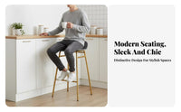 Nordic Design Backrest Bar Stool Modern Minimalist Design Counter Chair Built-in Footrest Seating Furniture Sturdy Construction for Interior Designers, Business Owners, Cafe, Restaurant, Kitchen Island, Dining Room