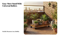 Rolling Ladder Plant Shelf Tiered Design Wheeled Pot Stand Featuring Casters Display Rack for Householders, Apartment Dwellers, Balcony, Living Room