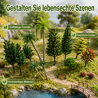 13 Model Trees Set, 3-19cm Tall Model Building Trees, Mixed Colors, Diorama Accessories for Realistic Landscapes, Train Trees
