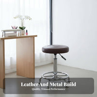 With Wheels Adjustable Padded Swivel Stool Long-Lasting Chrome Finish Adjustable Wheeled Stool Heavy Duty Salon Chair Anti-Slip Design for Laboratory Technicians, Receptionists, Barbershop, Laboratoryoratory, Reception Area, Retail Counter