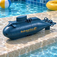 Plastic Mini RC Submarine Dark Blue Wirelessly Operated-Controlled Submarine Toy Battery Powered Diving