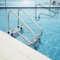 Pool Handrail 304 Stainless Steel Pool Handrail with Mounting Ends Easy to Install for Homeowners
