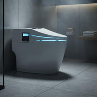 AI Voice Control Smart Toilet Anti-Splash Foam Tankless Smart Toilet Warm Air Dryer Self-Cleaning Nozzle for Elderly, Women, Kids