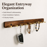 Wooden Wall Hooks, Modern Minimalist Wall Hook Rack, Coat and Hat Hooks for Entryway, Adhesive & Screw Mount