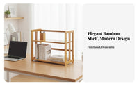 Space-Saving 2-Tier Desk Rack Minimalist and design 2-Tier Desk Shelf Multi-Functional Desktop Organizer Easy Assembly for Office Workers, Students, Study Room, Kitchen Counter, vanity Top