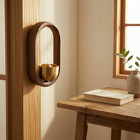 Door Bell with Wooden Frame Hanging Door Chime Bell Minimalist Wind Chime for Entryway, Wall
