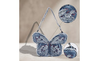 Butterfly Bag Distressed Butterfly Shaped Purse Embroidered Pocketbook for Teens, Concerts