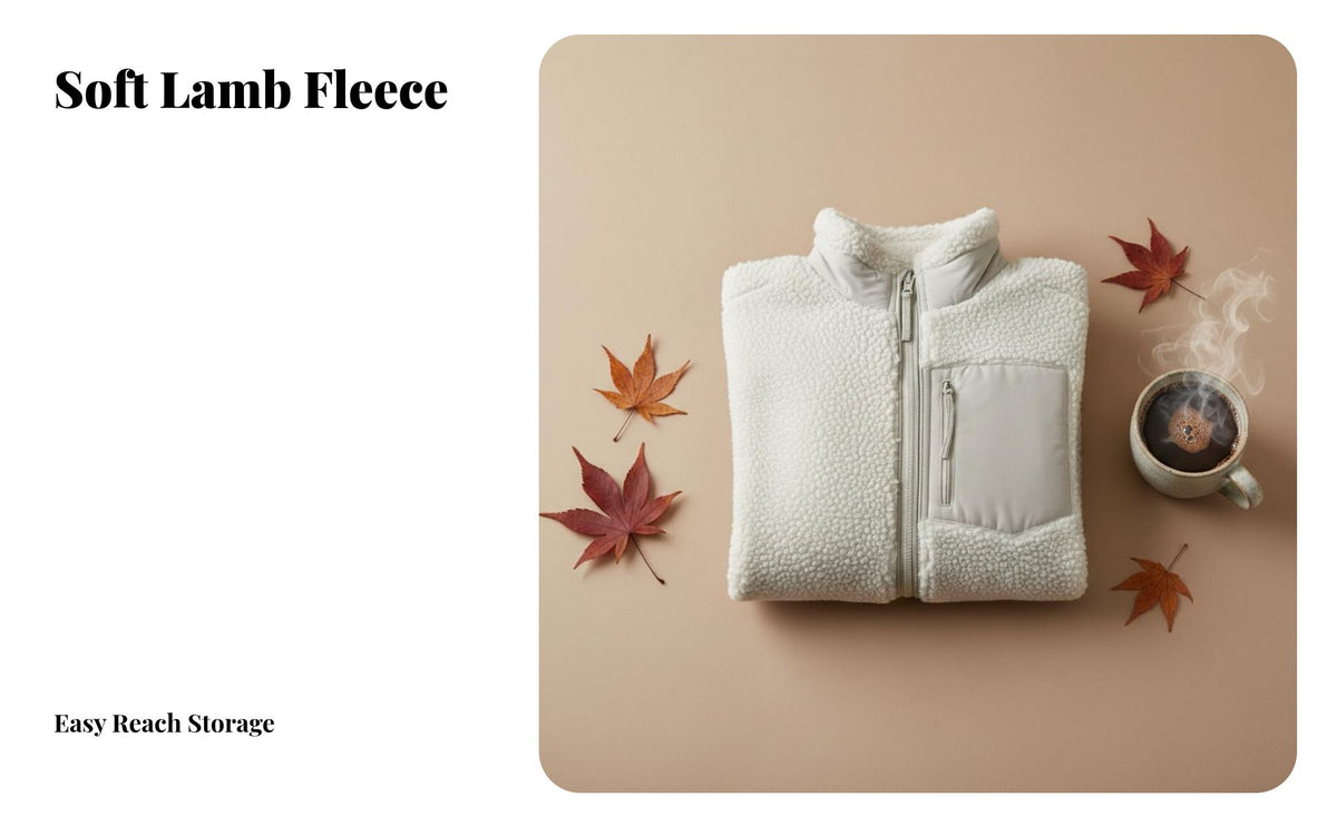 Warm Lambswool Coat Windproof Zip up Sherpa Jacket Loose Fit Stand Collar Teddy Jacket Zippered Pockets for Couples, Adults, Autumn, Fall Season, Daily Wear, Casual Outings