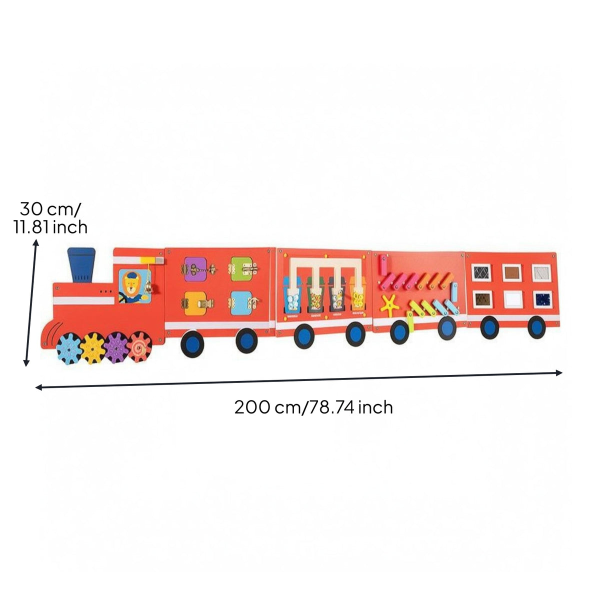 Children's Train Activity Board Fine Motor Skills Train Wall Busy Board Solid Wood Educational Activity Center