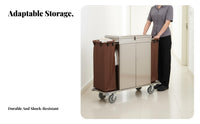 Hotel Textile Management Cart Lockable Doors Locking Housekeeping Trolley Dust-Resistant Lid Housekeeping Cart with Wheels for Janitors, Guest Rooms