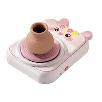White and Pink Rabbit Pottery Wheel Child-Friendly Kids Pottery Wheel Instruction Guide Tutorial for Children