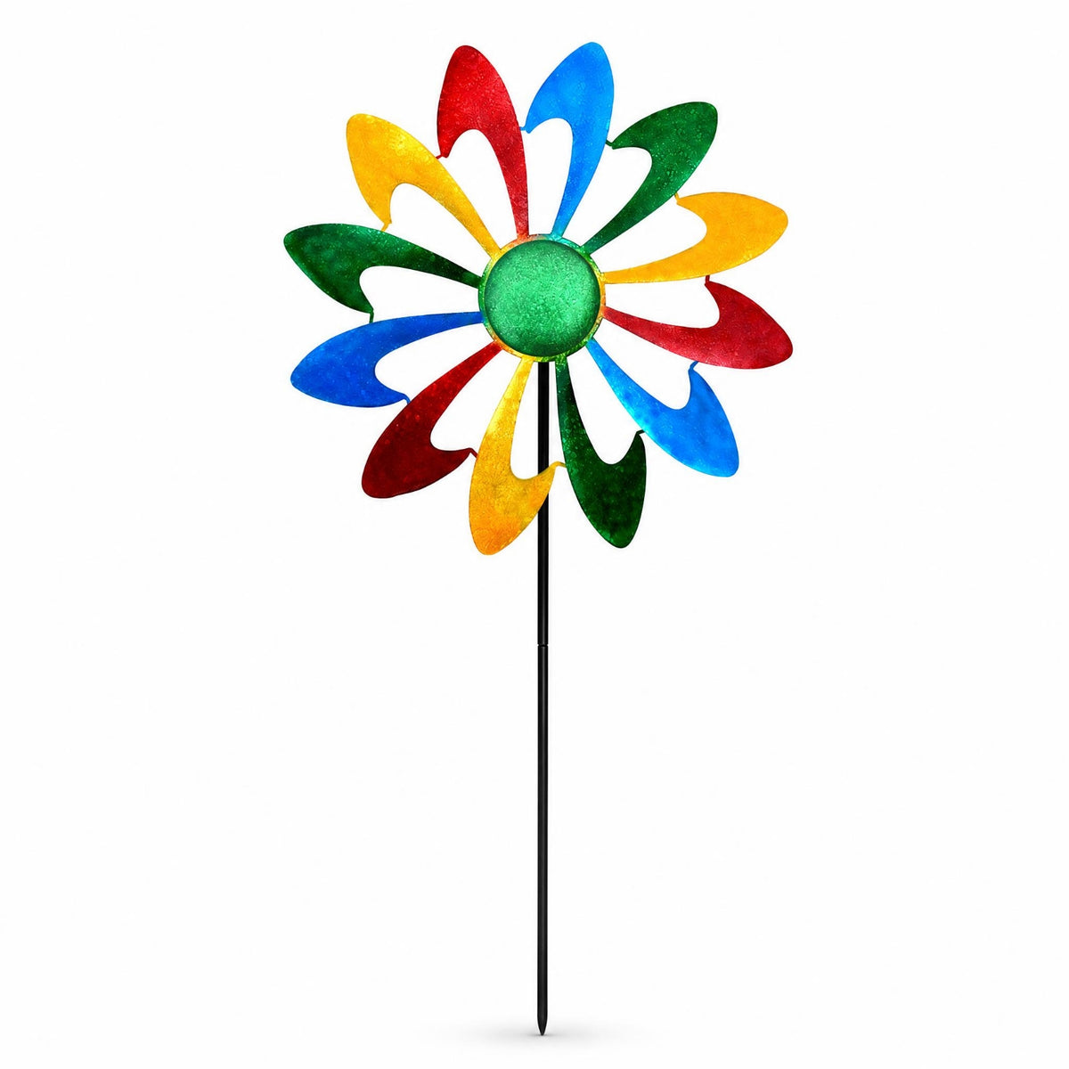 Multicolor Metal Garden Rotator Curved Blades Garden Rotator Garden Stake for Outdoor