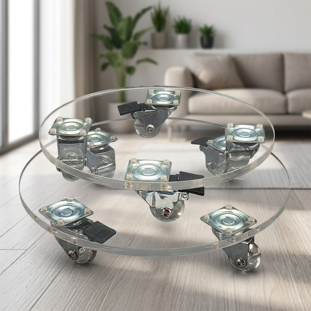 Clear Acrylic Plant Pot Base, Mobile Cart with 30cm Wheels, Support for Large Plant Pots, Excellent for Urban Gardeners