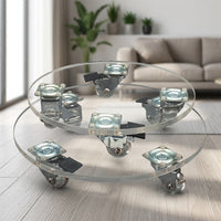 Clear Acrylic Plant Pot Base, Mobile Cart with 30cm Wheels, Support for Large Plant Pots, Excellent for Urban Gardeners