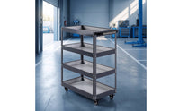 3-Tier Metal Utility Cart with Handle Heavy Duty Rolling Utility Cart Sturdy Long-Lasting for Mechanics, Beauticians, Garage, Workshop, Salon