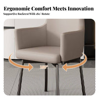 360-Degree rotate Upholstered supportchair Multi-Purpose Pedestal Base Chair Modern Minimalist Design Indoor Seating Ergonomic Curved rearrest for Office Workers, Homeowners, Readers, Dining Room, Reception Area, Bedroom, perusing niche