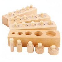 Early Development Educational Cylinder Blocks Fine Movement Skills Knobbed Cylinder Activity Natural Wood for Toddlers, Infants, Daycare