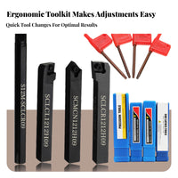 4 Pieces Colored Handle Carbide Insert Holder Set Screw-Clamp Lathe Holder High Strength
