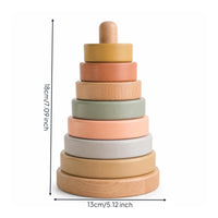 Wooden Stacking Toy Educational Block Set with Pegs Developmental for Daycare