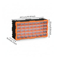 Small Parts Cabinet Orange Frame Drawer Storage Cabinet Rectangular for Workshop