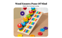 Improves Fine Movement Skills Wooden Color Matching Game Educational Fun Hoop Stacking Pillar Toy Promotes Hand-Eye Coordination