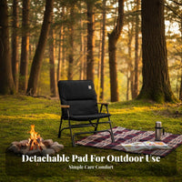 Foldable Design Padded Folding Armchair Detachable Cushion Lightweight Collapsible Seat No Assembly Required Outdoor Furniture Compact for Picnickers, Spectators, Camping, Outdoors, Picnics, Backyard
