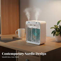 Portable Misting Fan Cools & Humidifies Desktop Air Chiller Compact Design Portable Water-Cooled Air Chiller for Students, Office Workers