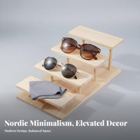Sunglasses Storage Rack Space-Saving Wooden Glasses Display Stand Sturdy Construction Tiered Display Riser for Collectors, Retail Store, Market Stall