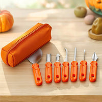 7 Pieces Pumpkin Carving Kit Easy Grip Pumpkin Carving Tools Kit Serrated Tool Set for DIY Enthusiasts, Families, Halloween, Home Decorating