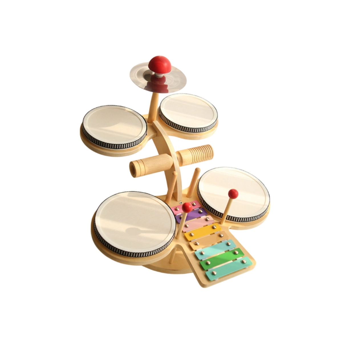 Wooden Toy Drum Set Tabletop Toy Drum Kit Beginner Long-Lasting for Children, Toddlers, Playroom