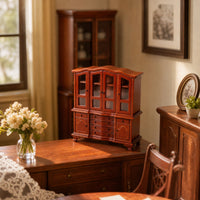 Dollhouse Storage Cabinet Realistic Cabinet with Doors Classic Cupboard for Collectors
