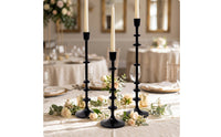 3 Pieces Taper Candle Holder with Round Base Black Taper Candle Holder Turned Decor for Brides