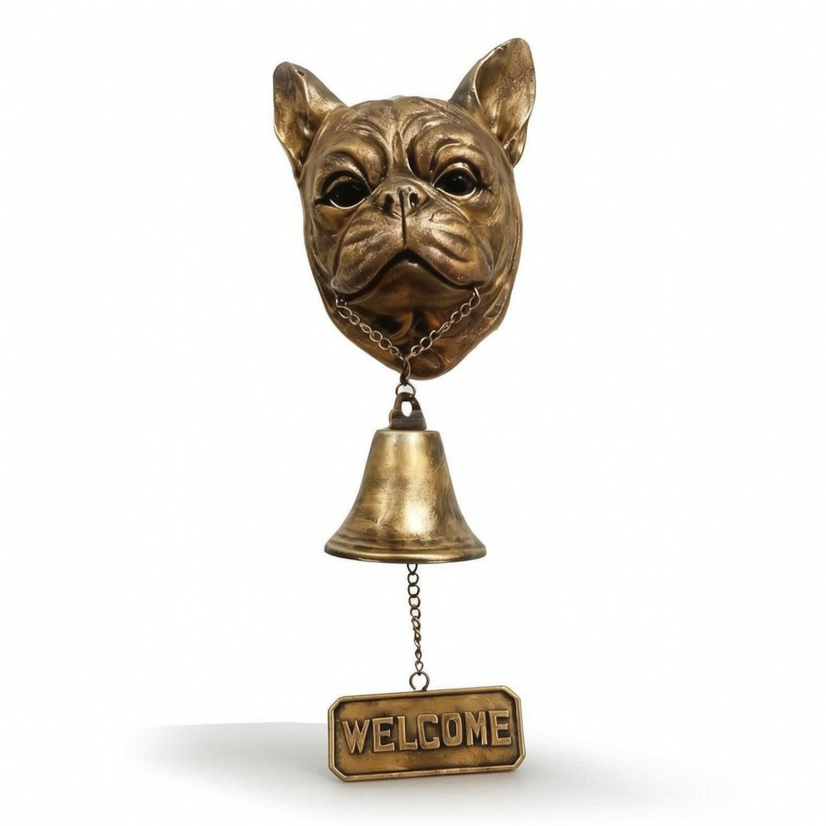 Dog-Themed Welcome Door Chime Antique Vintage Bronze Canine Door Bell Vintage-Style with Welcome Sign for Entryway