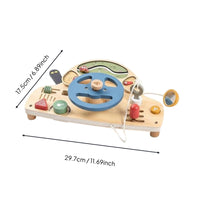 Steering Wheel Busy Board Water-Based Paint Pretend Pretend Vehicle Simulator Wood Wooden Car Dashboard Toy for Young Children, Travel