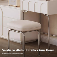 Modern Minimalist Design Cushioned Metal Frame Stool Retro Design Vanity Seat Compact Size Household Furniture Sturdy for Makeup Enthusiasts, Homeowners, Dressing Room, Walk-in Closet, Entryway, Bathroom