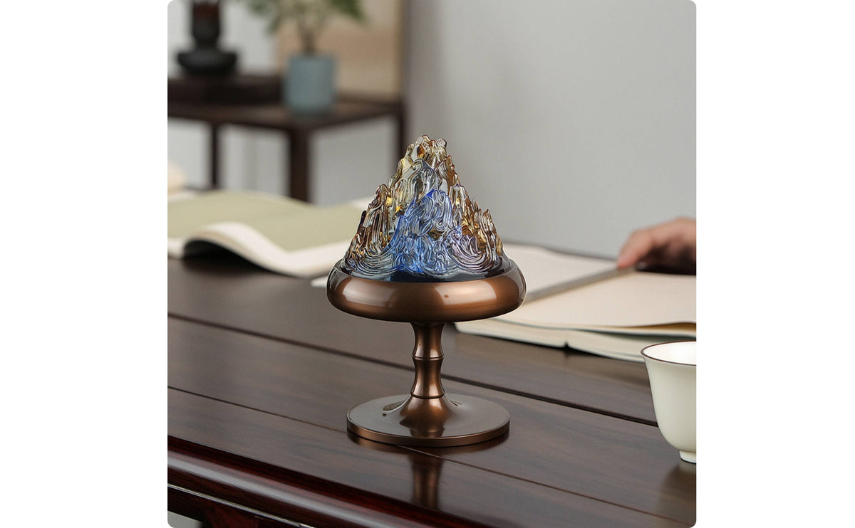 Mountain Incense Burner Decorative Incense Holder with Stand Translucent Decor for Study