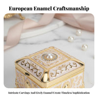 European Design Jewelry Box Gift Enamel Trinket Box Zinc Alloy Engraved Keepsake Case for Women, Brides, Wedding, Dresser