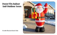Self-Inflating Blower Standing Santa Inflatable Black Base Inflatable Santa Saint Nick Bearded Holiday Decor Festive for Outdoor, Lawn
